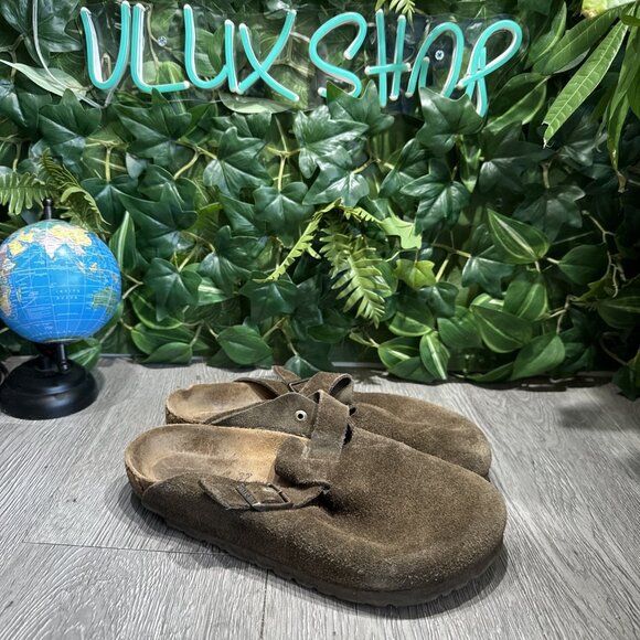 BIRKENSTOCK Boston Soft Footbed Suede Leather Unisex Women Size 6 37 Mocha - Picture 1 of 11